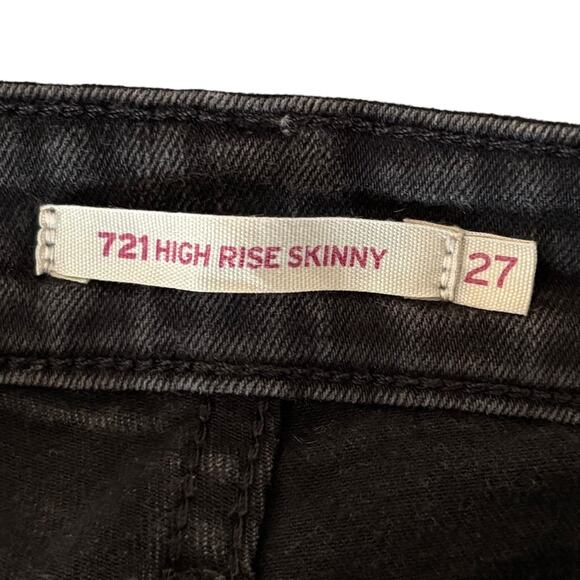 Levi’s Black Jeans - Style 721 High Rise Skinny - 27 Waist 30 Inseam - Picture 3 of 9